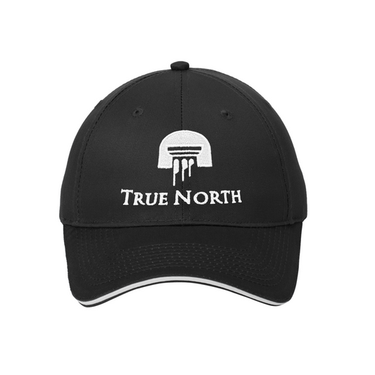 True North Unstructured Cap, Black with White Trim